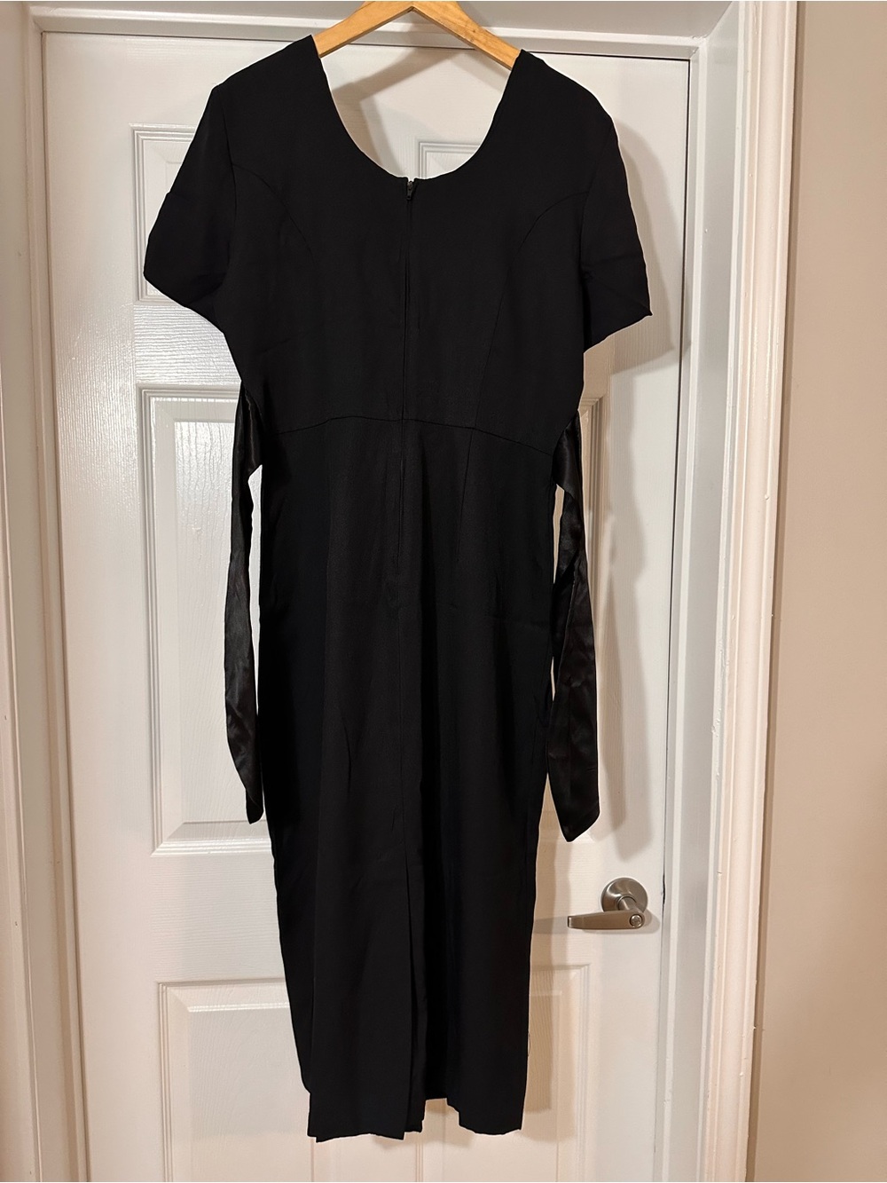 Another Thyme 90’s Black Rayon Dress 12 Satin Belt Dark Romantic Whimsigoth - Picture 2 of 7